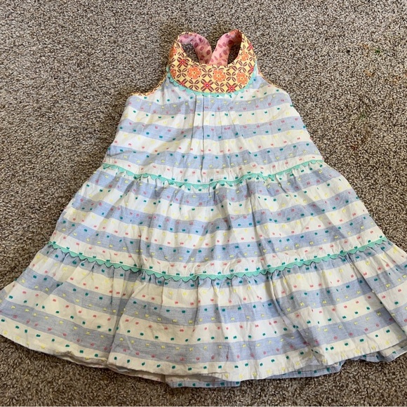 Matilda Jane Happy & Free Dotted Sky Dress Sz 6 Girl’s Stripes Sleeveless Floral - Picture 10 of 10